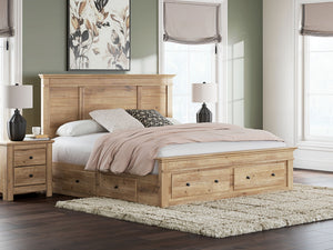 Makidern - Panel Storage Bed #lightbrown #king #underbedstorageunitandstoragefootboard
