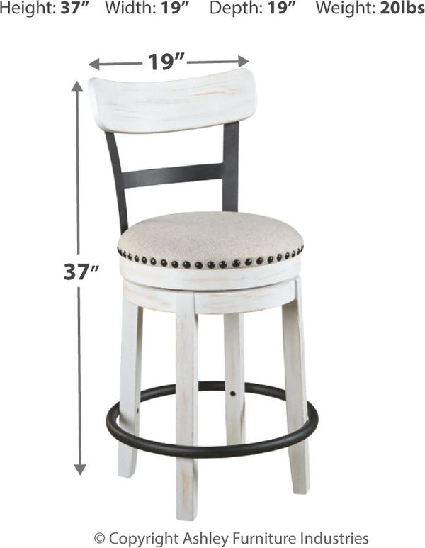 Valebeck - Counter Height Table Set #6pc.table,4upholsteredswivelbarstools,server