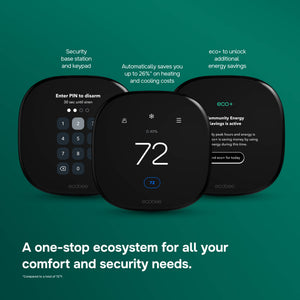 ecobee - Enhanced Smart Programmable Touch-Screen Wi-Fi Thermostat with Alexa, Apple HomeKit and Google Assistant - Black