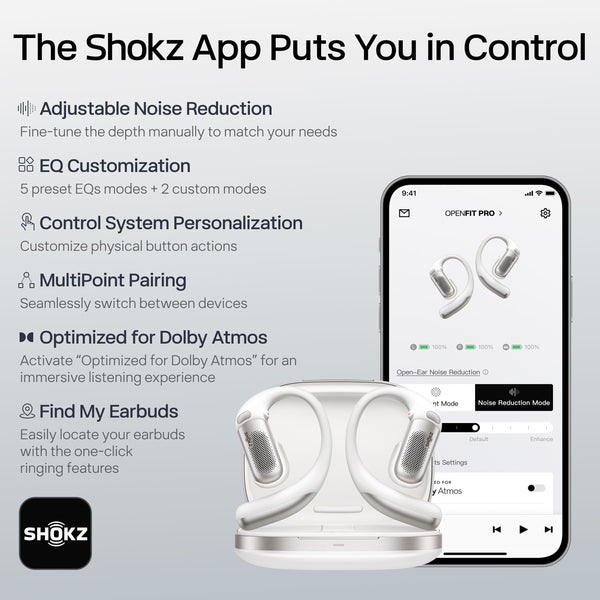Shokz - OpenFit Pro Open-Ear True Wireless Bluetooth Active Noise Reduction Earbuds - White