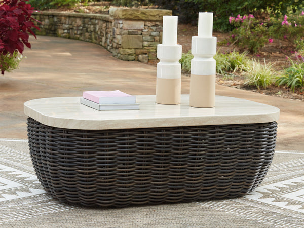 Kimora - Mesa de centro rectangular - Beige / Marrón oscuro