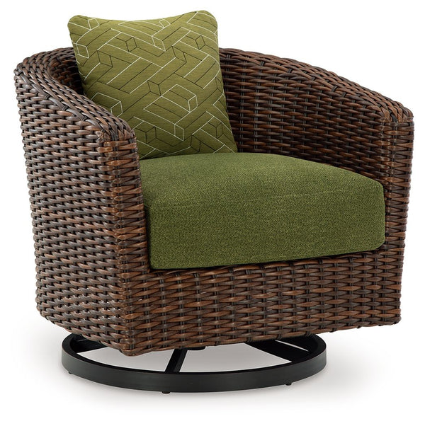 Horizon Hall - Sillón Giratorio con Cojín - Marrón / Verde