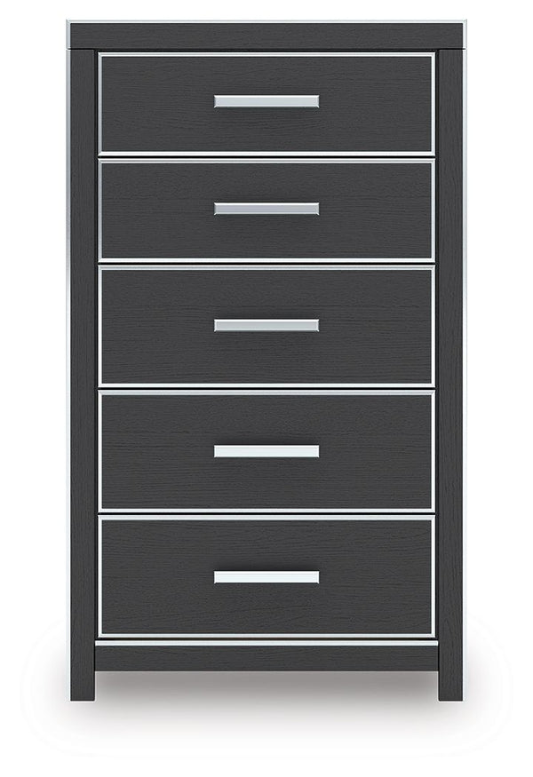 Zuraleus - Upholstered Bedroom Set #black #5pc.bed,2chests,2nightstands #king