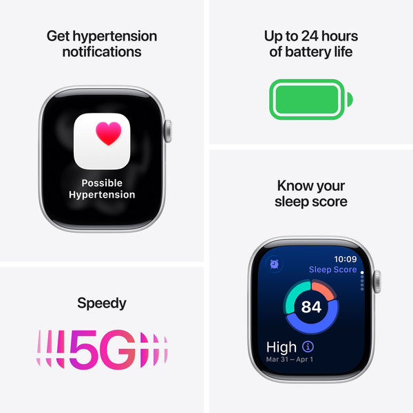 Apple Watch Series 11 (GPS+Cellular) 46mm Aluminum Case with Black Sport Band - S/M - Jet Black - (2025)