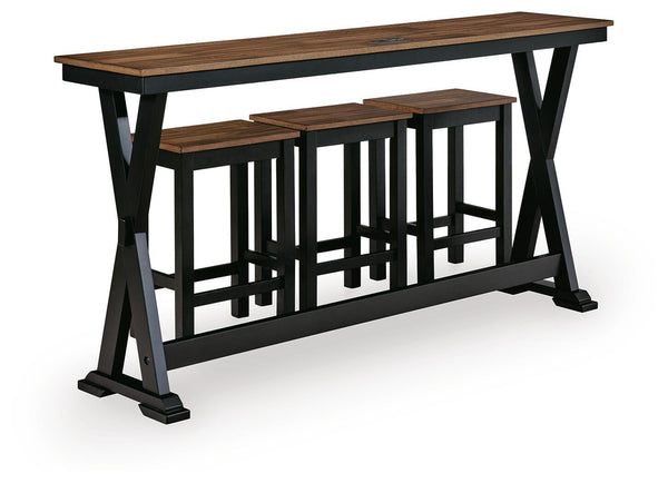 Wildenauer - Juego de mesa de comedor rectangular (Juego de 4) - Marrón / Negro