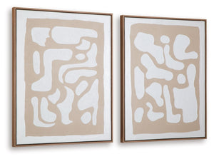Waldett - Set de arte de pared (2 piezas) - Beige / Blanco