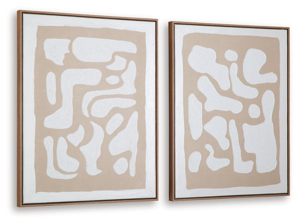 Waldett - Set de arte de pared (2 piezas) - Beige / Blanco