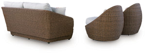 Double Point - Loveseat, Swivel Chairs Set (Set of 3) - Beige