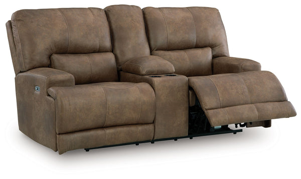 Sofá reclinable biplaza Beckley Place con consola y reposacabezas ajustable - Earth