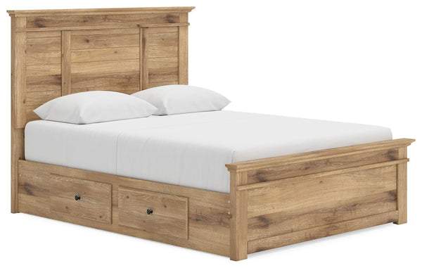 Makidern - Panel Storage Bed #lightbrown #queen #2underbedstorageunits