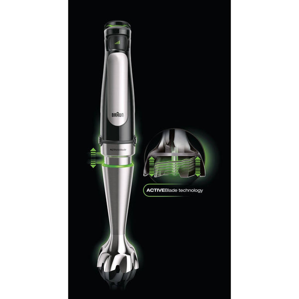 Braun - MultiQuick Smart-Speed Hand Blender with 500 Watts of Power, Whisk, Masher, and 6-Cup Food Processor - Stainless Steel