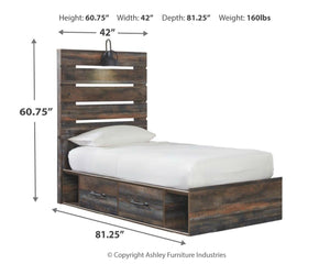 Drystan - Panel Bed #twin #2sidedrawers