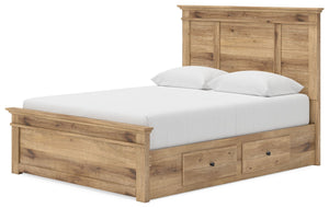 Makidern - Panel Storage Bed #lightbrown #queen #2underbedstorageunits