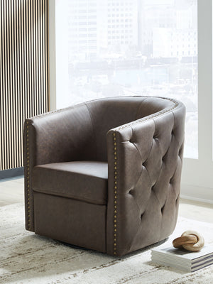 Brentlow - Swivel Accent Chair #darkbrown