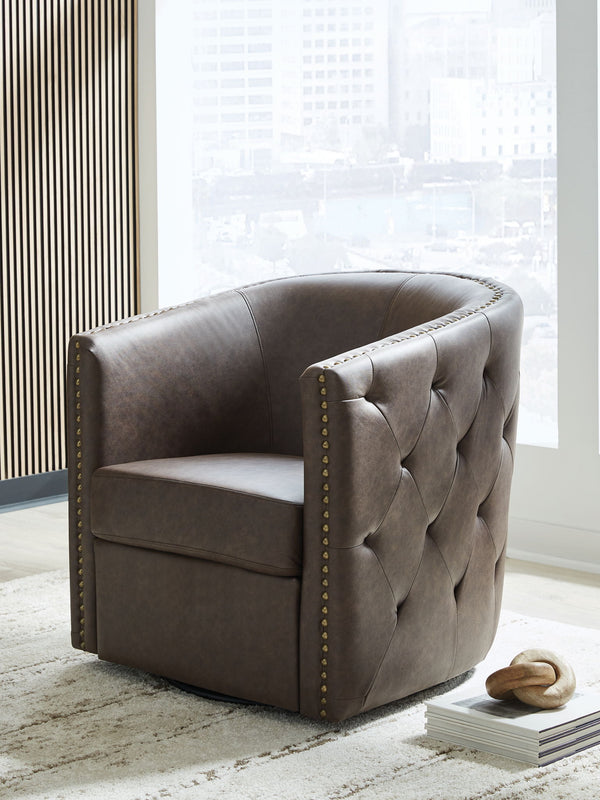 Brentlow - Swivel Accent Chair #darkbrown