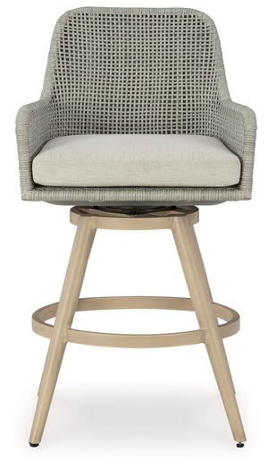 Seton Creek - Taburete de bar con cojín (juego de 2) - Beige / Gris
