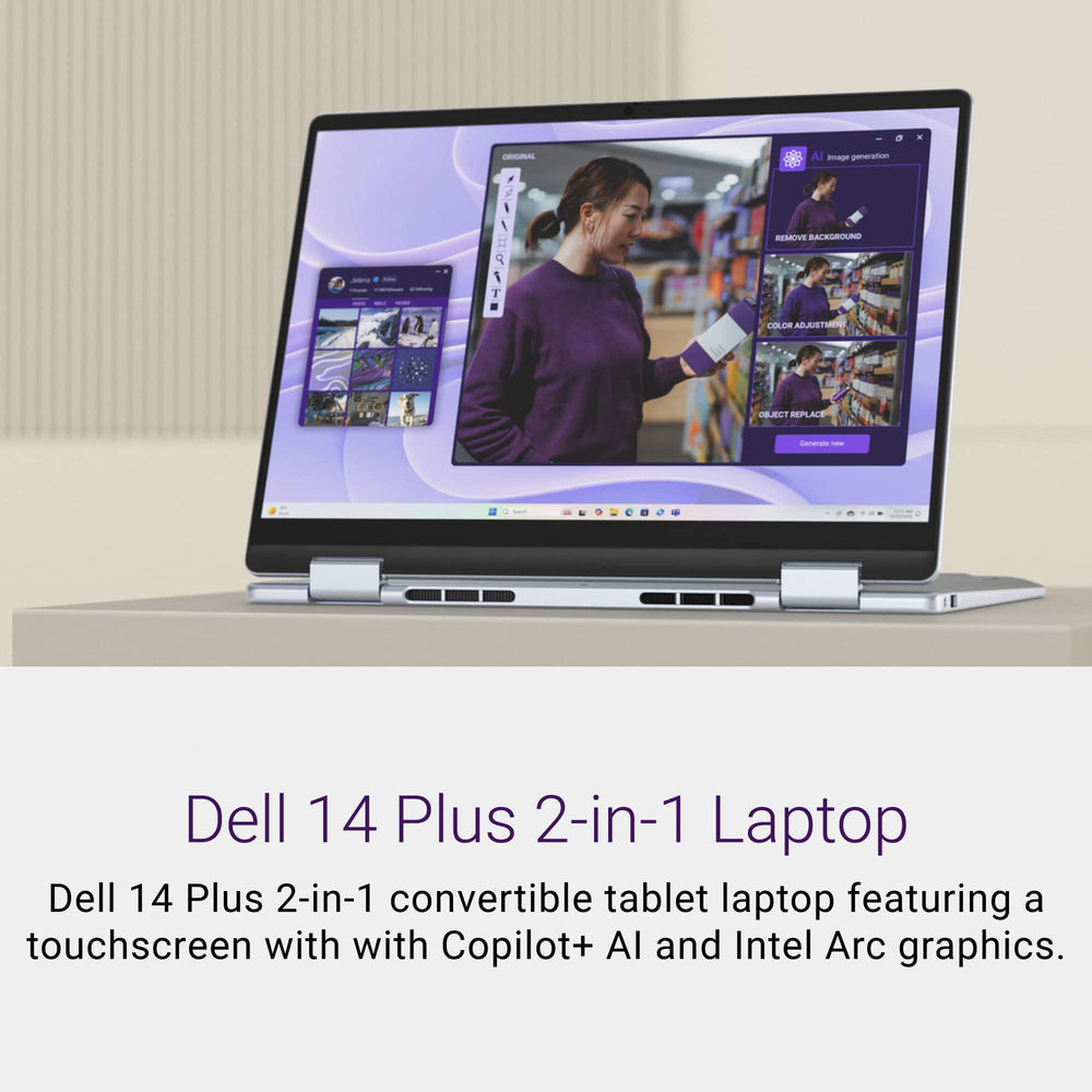 Dell - Plus 14" 2K 2-in-1 Touchscreen Laptop - Intel Core Ultra 7 Series 2 256V 2024 - 16GB Memory - 1TB Storage - Copilot+ PC - Ice Blue