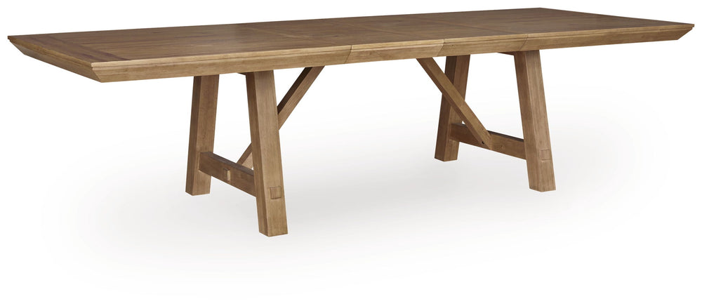 Ridgester - Mesa de comedor extensible rectangular - Marrón claro