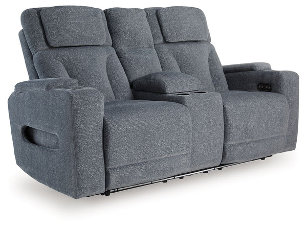 Studio Cave - Sofá biplaza reclinable eléctrico con consola - Acero