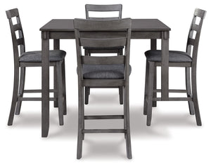 Bridson - Juego de mesa cuadrada con taburetes (Set de 5) - Gris