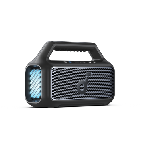 Soundcore - de Anker Boom 2 Altavoz Bluetooth flotante e impermeable IPX7 de 80 W con subwoofer, BassUp 2.0 y efectos de luz RGB personalizados - Negro