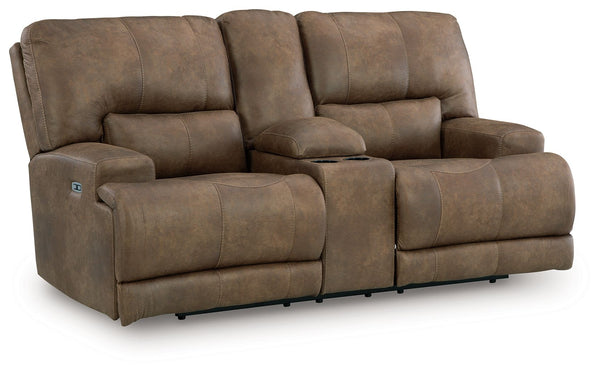 Sofá reclinable biplaza Beckley Place con consola y reposacabezas ajustable - Earth