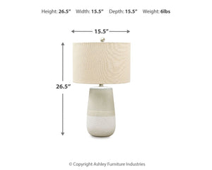 Shavon - Lámpara de mesa de cerámica - Beige / Blanco