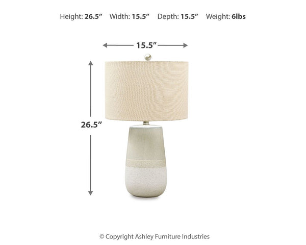 Shavon - Lámpara de mesa de cerámica - Beige / Blanco