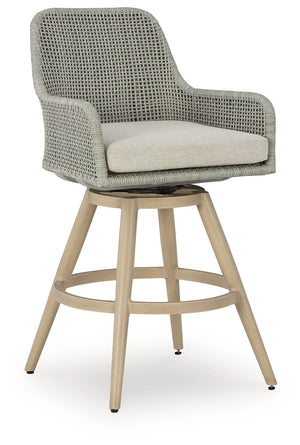 Seton Creek - Taburete de bar con cojín (juego de 2) - Beige / Gris