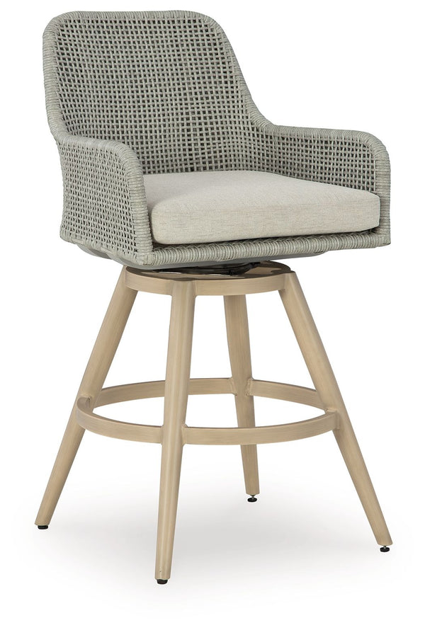 Seton Creek - Taburete de bar con cojín (juego de 2) - Beige / Gris