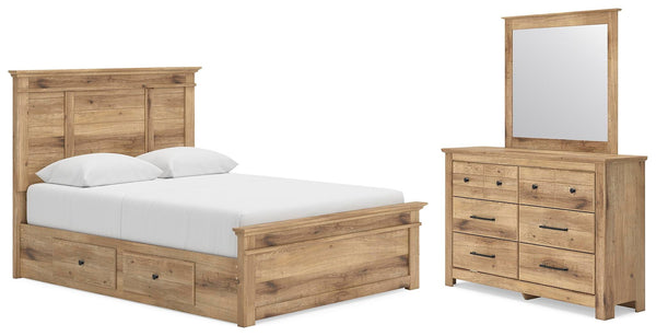 Makidern - Storage Bedroom Set #lightbrown #3pc.bedwith2underbedstorageunits,dresser,mirror #queen