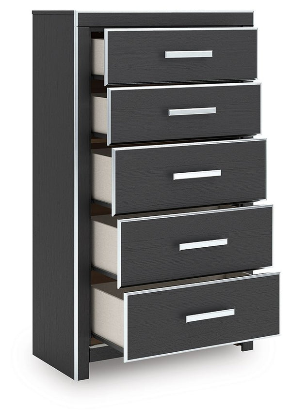 Zuraleus - Upholstered Bedroom Set #black #5pc.bed,2chests,2nightstands #king