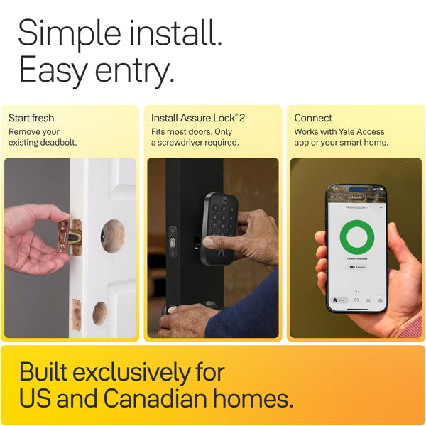 Yale - Assure Lock 2 - Smart Lock Wi-Fi Deadbolt with Push Button Keypad | Key Access - Satin Nickel