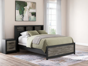 Broachmyn - Lighted Bookcase Panel Bed #queen