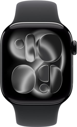 Apple Watch Series 11 (GPS) 42mm Jet Black Aluminum Case with Black Sport Band - S/M - Jet Black - (2025)