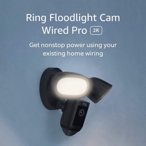 Floodlight Cam Pro with 2K Video and Ring Vision, 2 LED Lights, Dual Band Wi-Fi, and 3D Motion Detection - Black