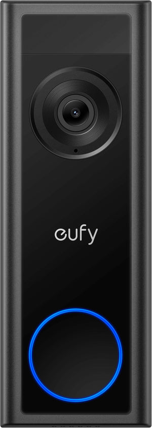 eufy - Smart Wi-Fi C31 2K Wired and Battery Operated Video Doorbell with 32GB MicroSD Card - Black