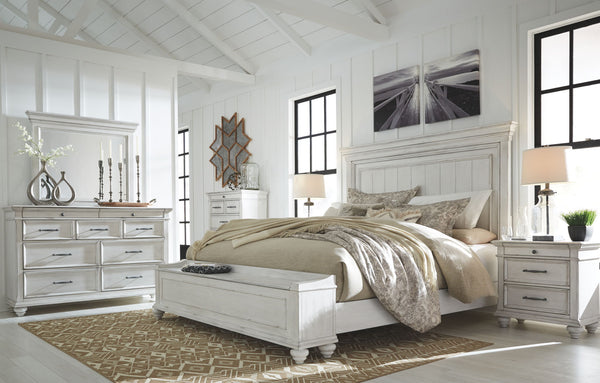 Kanwyn - Panel Bedroom Set #3pc.bed,dresser,mirror #king #storagebench