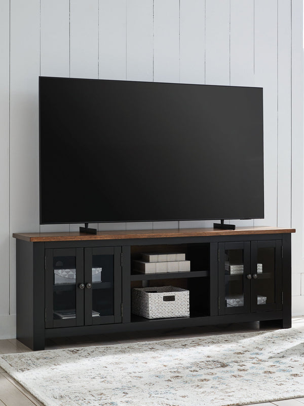 Wildenauer - Mueble de TV extragrande con opción de chimenea - Marrón / Negro