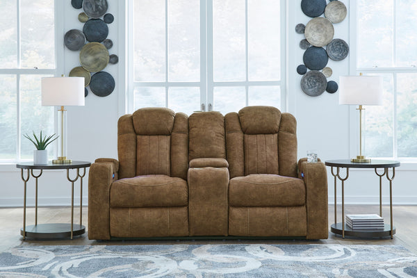 Wolfridge - Sofá biplaza reclinable eléctrico con consola/reposacabezas ajustable - Brindle