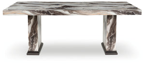 Jeshina - Mesa de comedor - Marrón oscuro / Beige