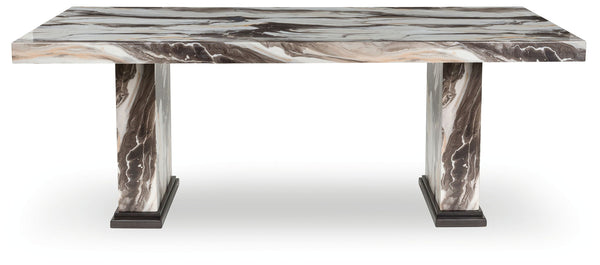 Jeshina - Mesa de comedor - Marrón oscuro / Beige