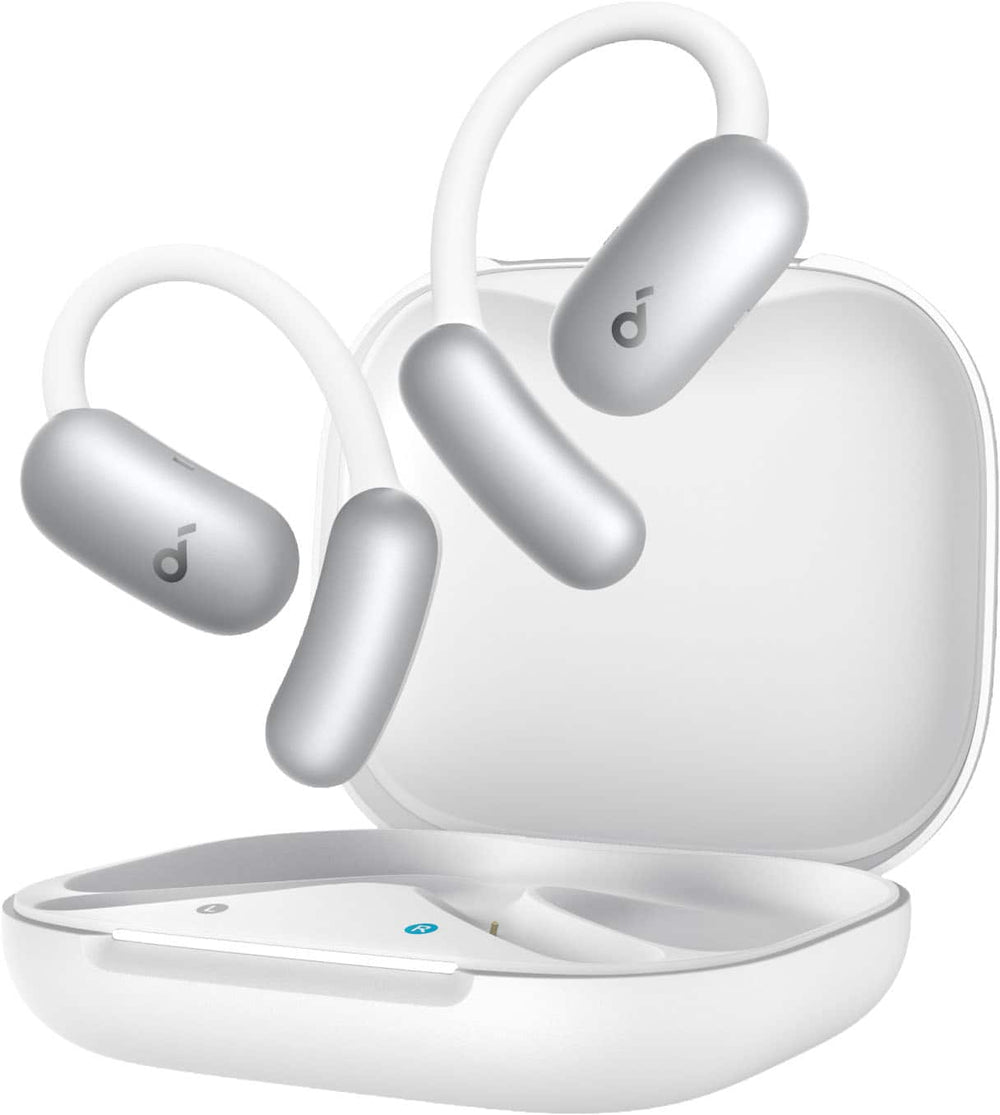 Soundcore - by Anker AeroFit 2 A.I. Assistant Open-Ear Bluetooth Headphones with Real-Time Translation and Adjustable Ear Hooks - Pearl White