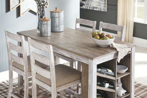 Skempton - Rectangular Counter Table With Storage Set #3pc.table,2barstools|5pc.table,4stools