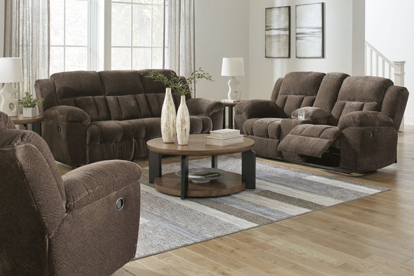 Frohn - Reclining Living Room Set #darkbrown #3pc.recliningsofa,recliningloveseatwithconsole,rockerrecliner