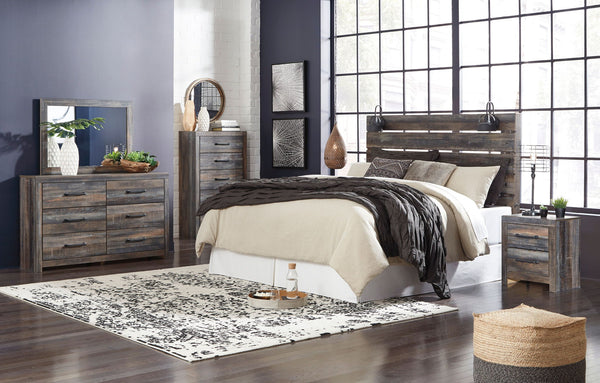 Drystan - Bedroom Set #beige #5pc.panelheadboard,dresser,mirror,chest,nightstand #king