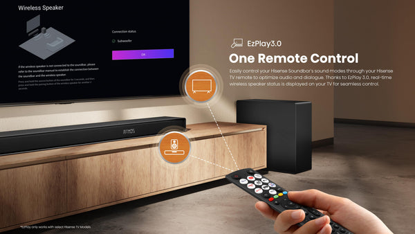 Hisense - AX3120Q 3.1.2 Channel Soundbar with Wireless Subwoofer, Hi-Concerto, Dolby Atmos, DTS: X, and AI EQ Mode - Black