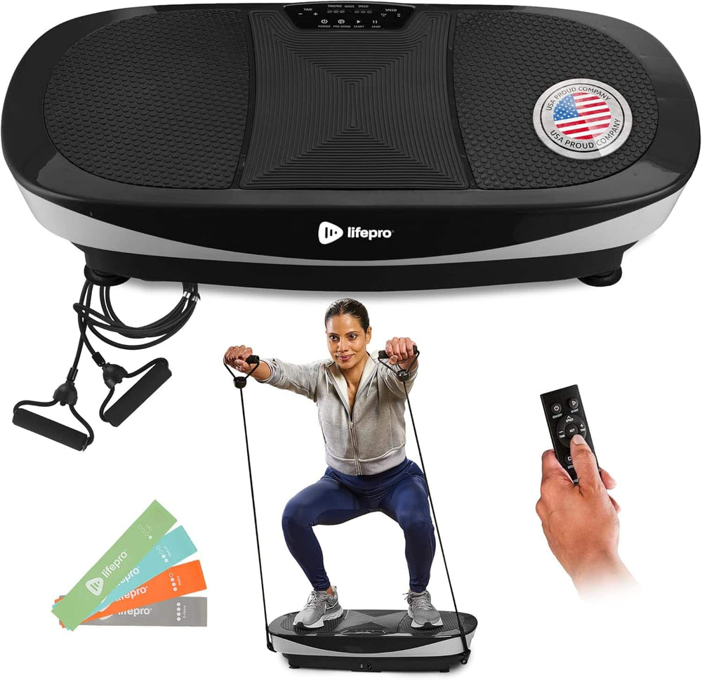 LifePro - Rumblex Max 4D Vibration Plate Exercise Machine with Loop Resistance Bands - Black