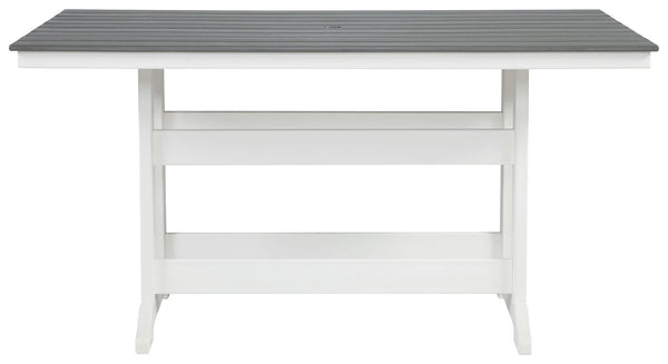 Transville - Rectangular Counter Table With Umbrella Option - Gray / White