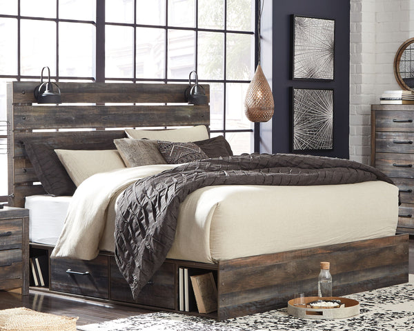 Drystan - Panel Bed #king #4sidedrawers|2sidedrawers